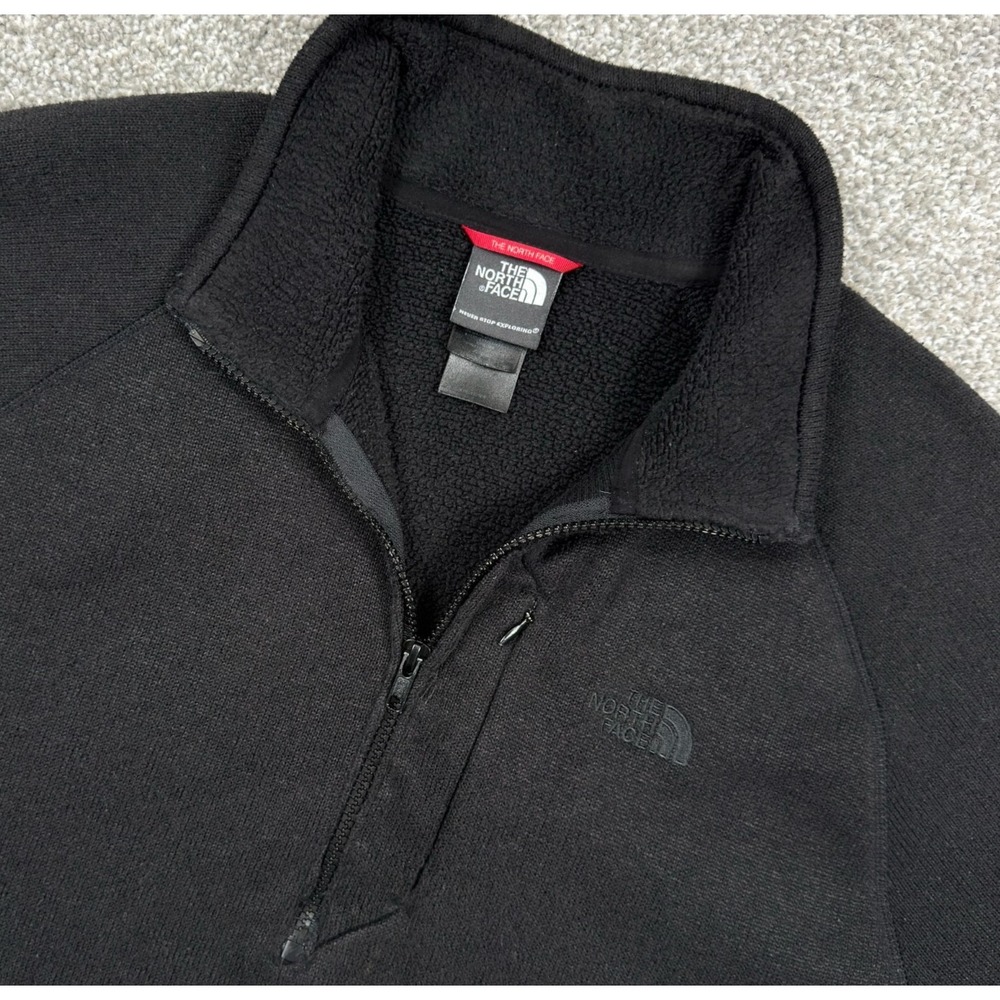 The North Face Mens XL 1/4 Zip Fleece Pullover Black Chest Pocket Outdoor